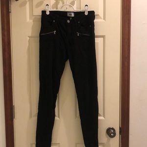 Paige denim black jeans size 29 zippered pockets